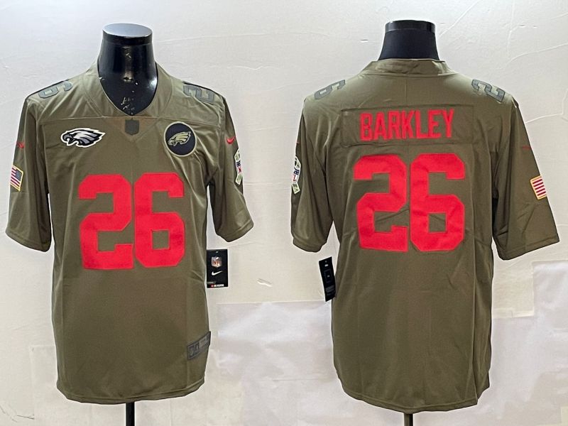 Men Philadelphia Eagles 26 Barkley Green 2025 Nike Salute to Service Limited NFL Jersey style 4